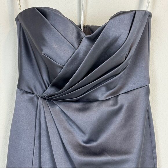 David’s Bridal Short Strapless Dress Pewter Grey 4 - Picture 2 of 10